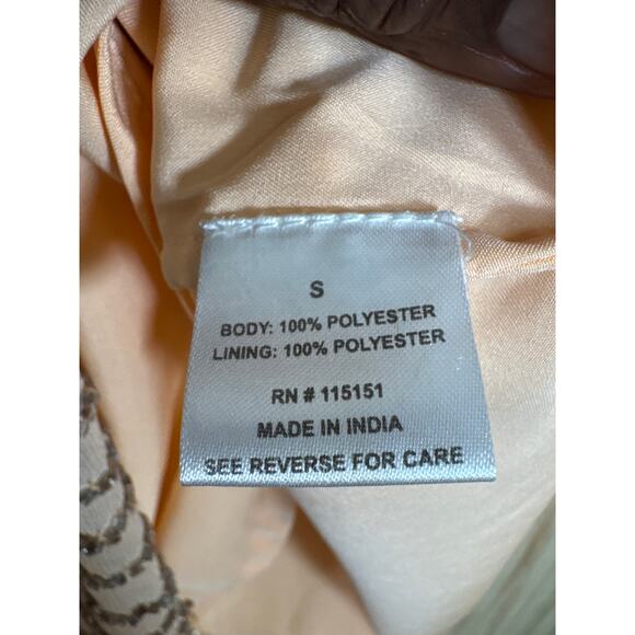 Romeo & Juliet Couture Whimsical Glam Peach Sequin Beaded Cocktail Dress Small - Picture 5 of 8